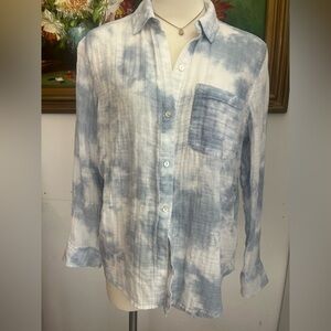 Rails Blue and White Tie-Dye Button Down 100% Cotton